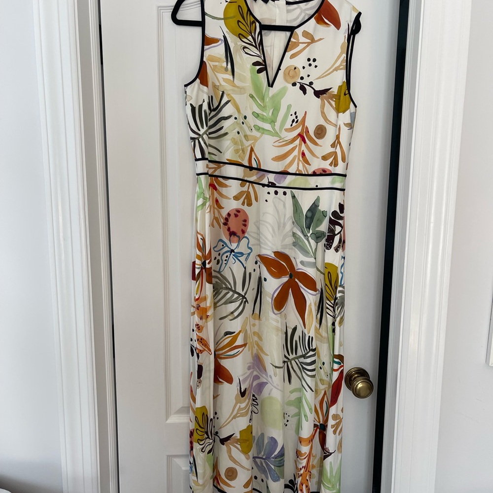 Lafayette 148 New York Janelle Floral Print Fiore Sleeveless Midi Dress Size 10 - Picture 4 of 8